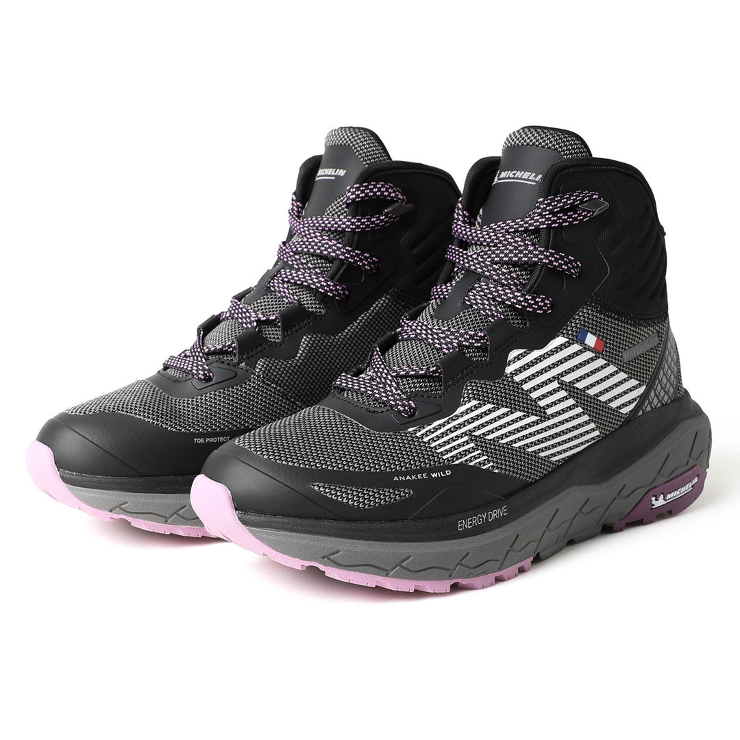 Botín Impermeable Caña Alta Mujer Negro Rosa Michelin Aw06