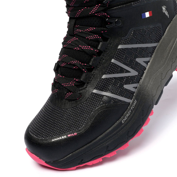 Botín Outdoor Mujer Negro y Fucsia Impermeable Michelin Aw03