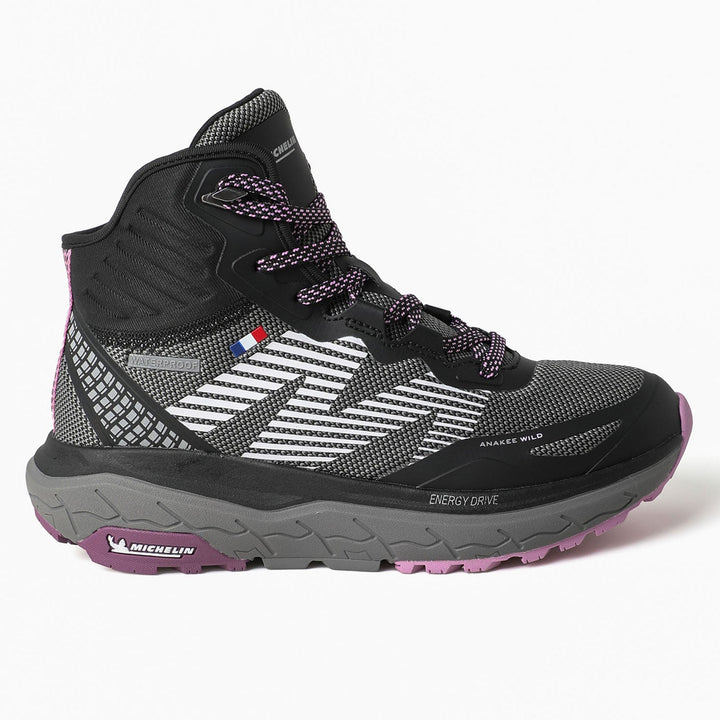 Botín Impermeable Caña Alta Mujer Negro Rosa Michelin Aw06