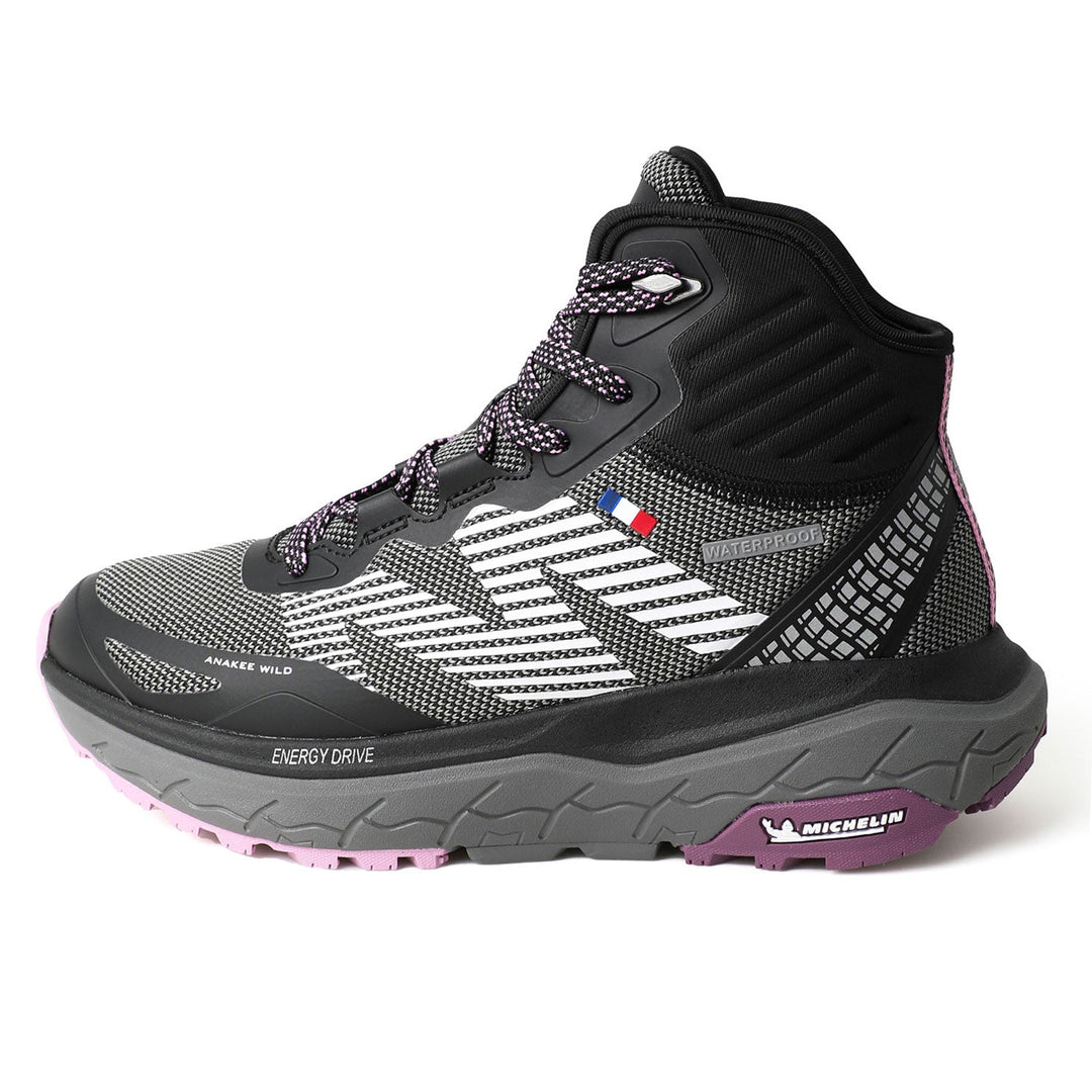 Botín Impermeable Caña Alta Mujer Negro Rosa Michelin Aw06